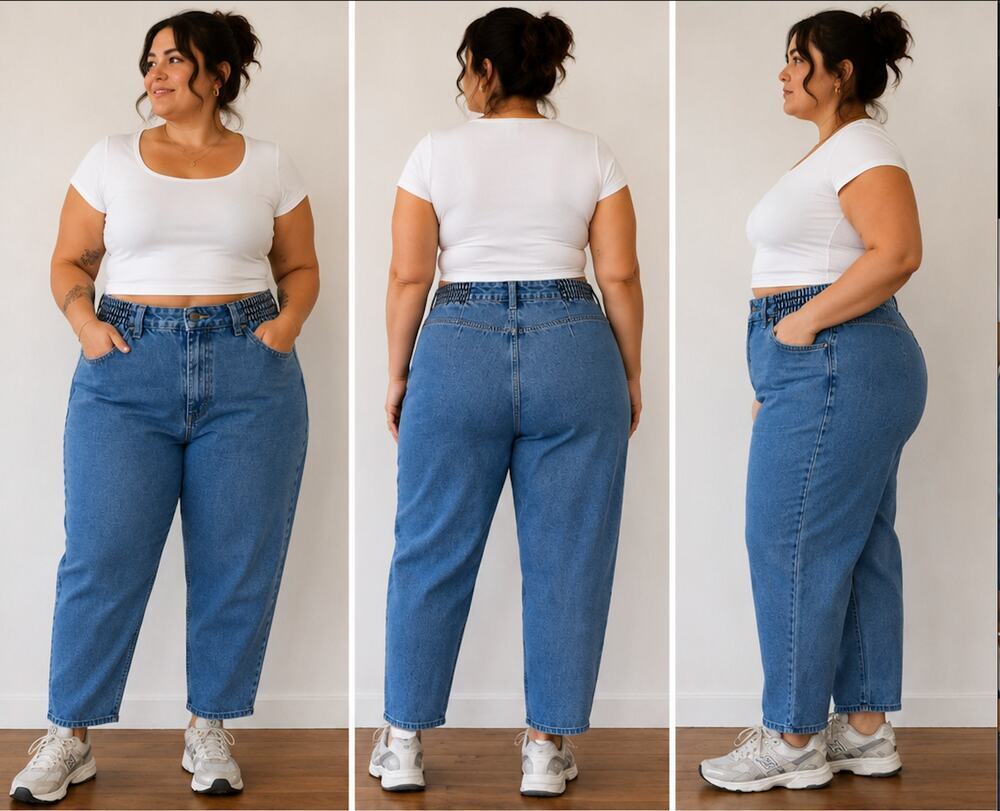 Vintage Lee Elastic Waist Mom Jeans Women's 20W Blue Denim Relaxed Tapered Leg